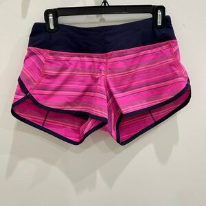 Lululemon pink striped running shorts